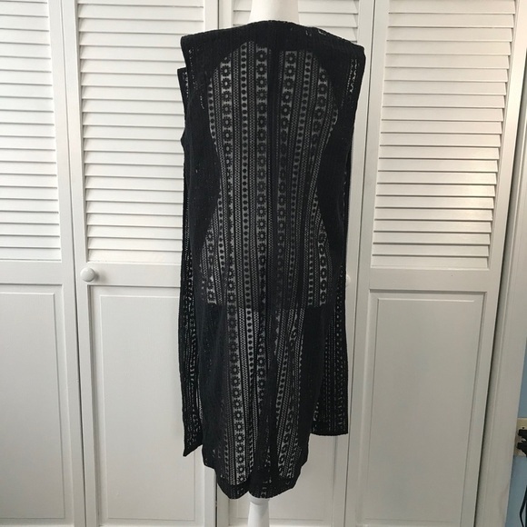 PRICE IS FIRM - NINE WEST Black Lace Cotton Long Vest Size Large - Picture 5 of 7